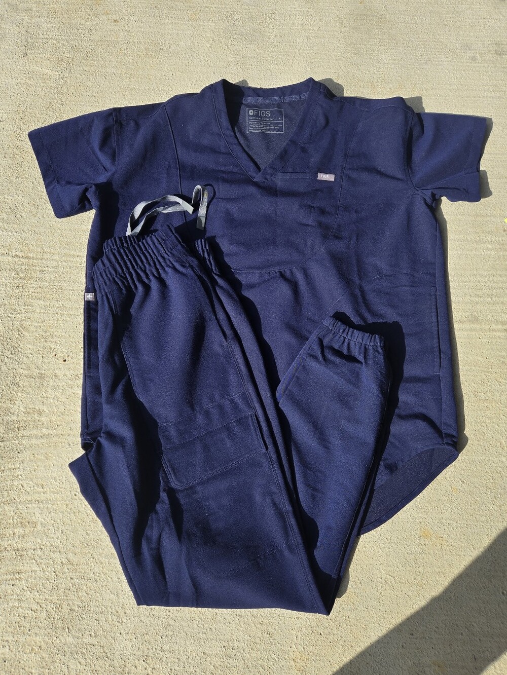 Figs Halle - Neck Tunic Scrub Top  ,Navy Blue  Pants